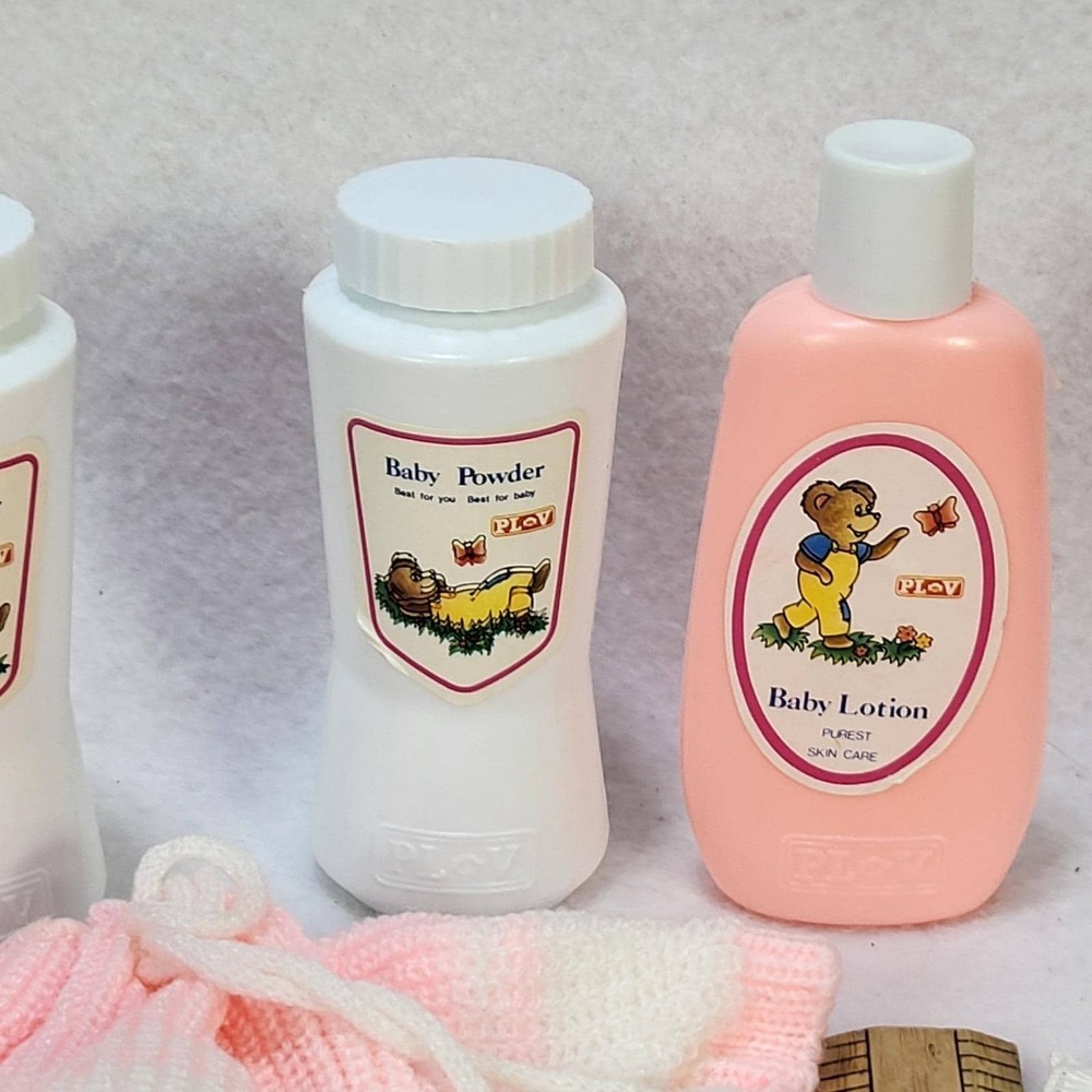 Vintage Baby Doll Clothes Lot Knit Outfits Accessories Bottles Play Set - Picture 6 of 12